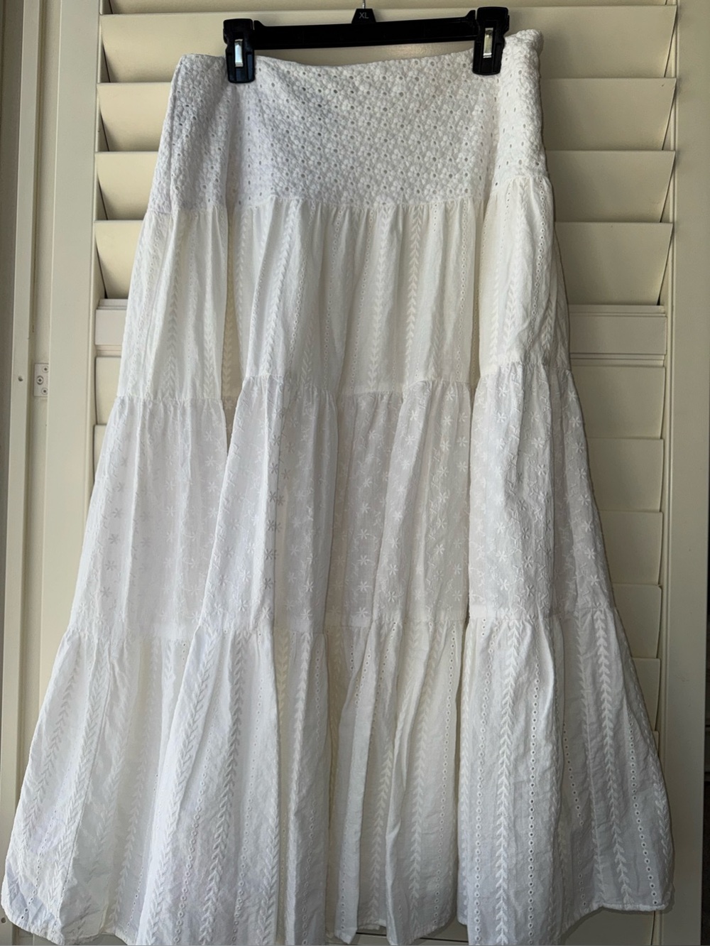 Ralph Lauren White Tiered Eyelet Maxi Skirt EUC like new